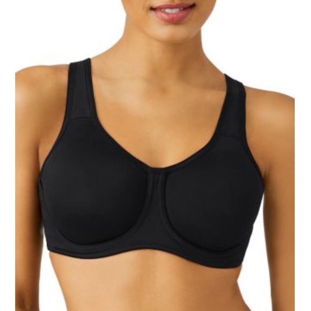 Wacoal 38DD Simone Sport Underwire Bra High Impact 855170 Black Adjustable Strap